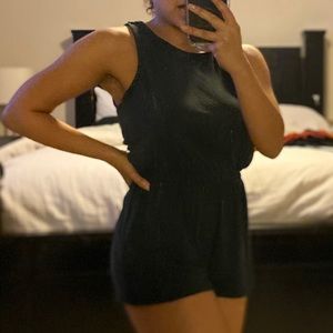 Black open back romper